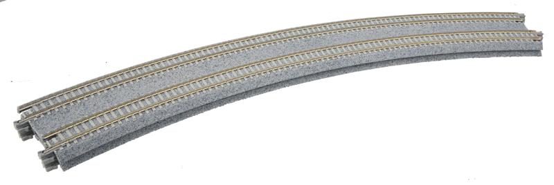 Kato Unitrack 20-185 - N Scale Curved Double Concrete Tie Super-Elevated Track - 18-7/8 & 17-5/8in (480 & 447mm) Radius; 22.5 Degree Sections (2/pkg)