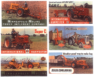 JL Innovative Design 376 HO Billboard Signs - Vintage Tractors 1940s-50s pkg(6)
