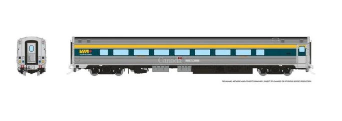 Rapido 115130 HO VIA HEP2 Coach: VIA Rail - Current Scheme (Teal): #4112