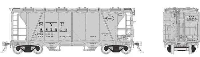 Rapido 149001 - HO Enterprise 2-Bay Covered Hopper - New York Central (NYC Roman) (6pkg) #1