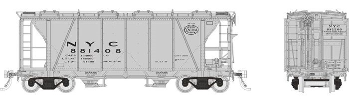 Rapido 149002 - HO Enterprise 2-Bay Covered Hopper - New York Central (NYC Gothic) (6pkg) #1