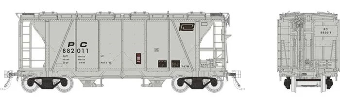 Rapido 149006-1 - HO Enterprise 2-Bay Covered Hopper - Penn Central PC #881379