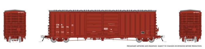 Rapido 170008-2 - HO 50Ft PCF B70 Boxcar - w/ Superior Doors - Canadian National #555007