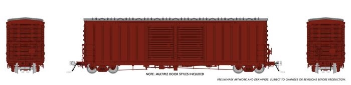 Rapido 170099 - HO 50Ft PCF B70 Boxcar - Single Brown Unlettered Car - Both Door Styles Included