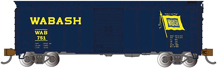 Bachmann Industries 17063 - N Scale AAR 40ft Steel Boxcar - Ready to Run Silver Series - Wabash 