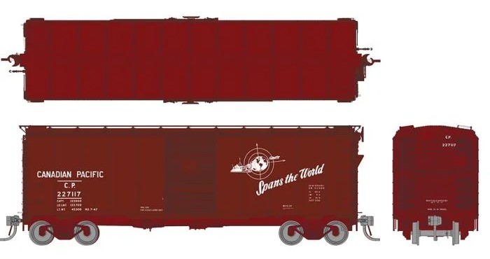 Rapido 183001-2 - HO 1937 AAR 40Ft Boxcar - CP5/5 Ends - Canadian Pacific (Spans the World) #227152