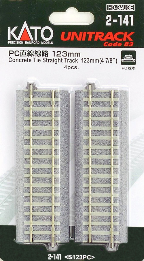 Kato Unitrack 2141 - HO Concrete Tie Straight Track - (4-7/8 inches)(4pcs)
