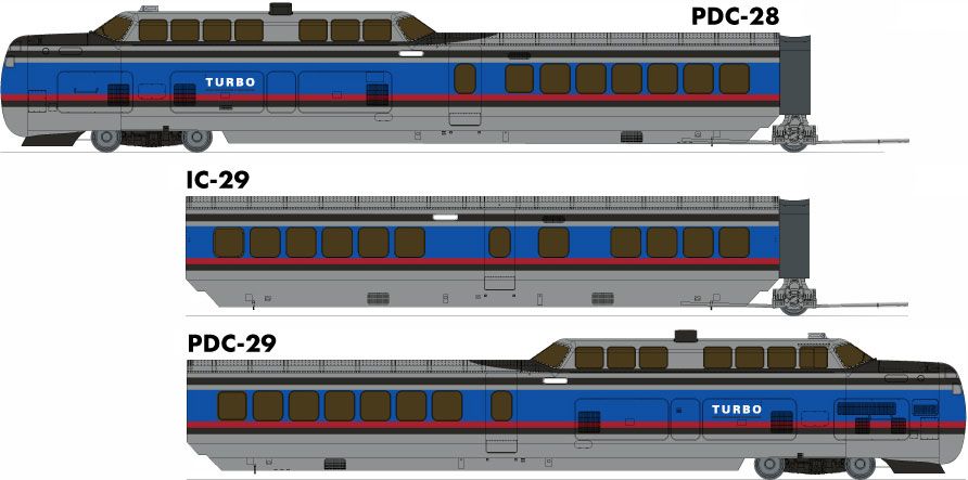 Rapido Trains 203502 - HO UAC TurboTrain (DC/DCC/Sound): Penn Central/US DOT - 3 Car Set
