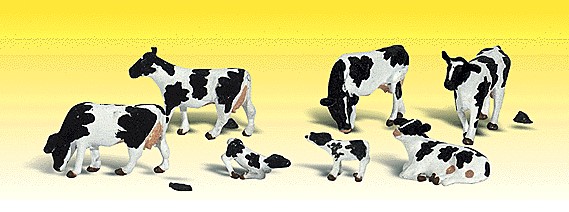 Woodland Scenics 2187 - N Scenic Accent Figures - Holstein Cows pkg(11)