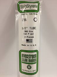 Evergreen Scale Models 236 - OD Opaque White Polystyrene Tubing .50In x 14In (2 pcs pkg)