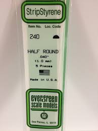 Evergreen Scale Models 240 - Opaque White Polystyrene Half Round .04In x 14In (5 pcs pkg)