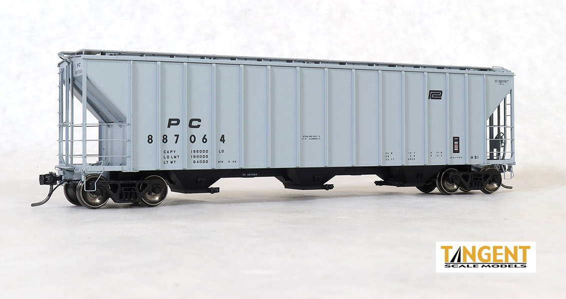 Tangent Scale Models HO 28063-01 Penn Central (PC) H51 -Delivery Gray 9-1968- PC Samuel Rea Shops 4600 Covered Hopper #887028