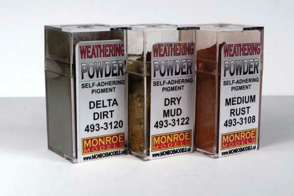 Monroe Models 2914 - Dirt & Rust Weathering Powder Set - 1 Delta Dirt, Dry Mud and Medium Rust