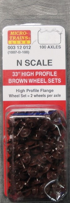 Micro Trains 003 12 012 - N Scale 33inch High-profile Wheel Sets - 100 axles (Brown)