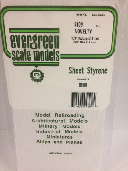 Evergreen Scale Models 4109 .109in Opaque White Polystyrene Novelty Siding (1sheet)