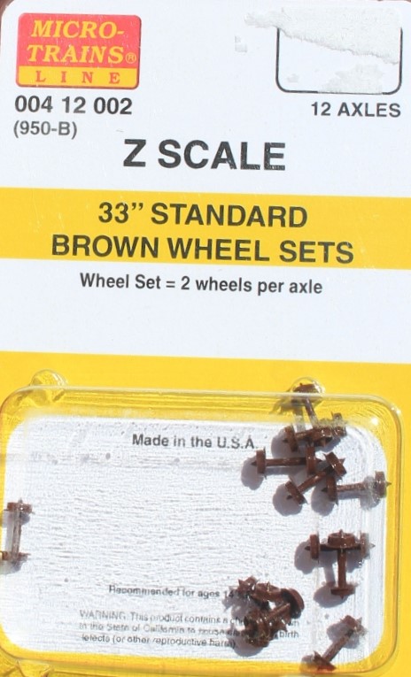 Micro Trains 004 12 002 - Z Scale 33inch Diameter Wheel Sets - 12 axles (Brown)