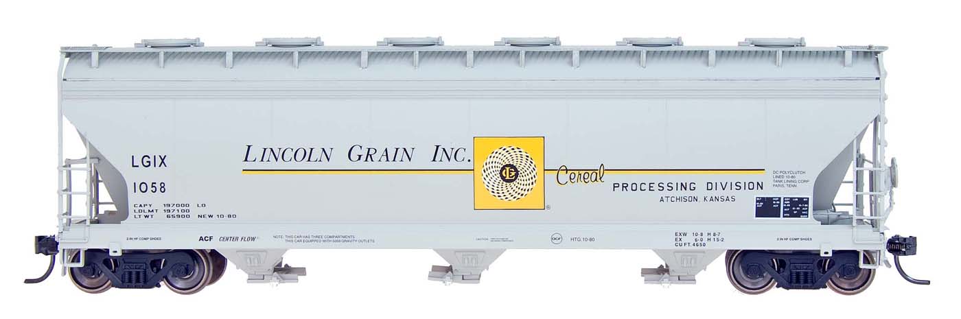 Intermountain 47090-03 - HO RTR ACF 4650 3-Bay Hopper - Lincoln Grain #1071