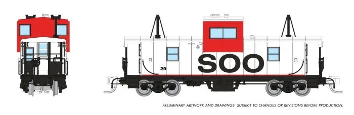 Rapido 510042 - N Scale Wide-Vision Caboose - SOO Line: Red & White Scheme #45