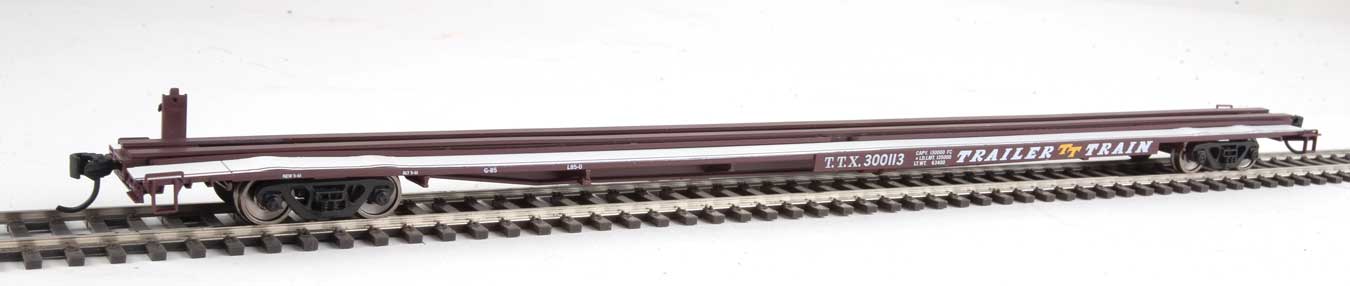 Walthers Mainline 5536 - HO 85ft General American G85 Flatcar - TTX (Brown) #300113