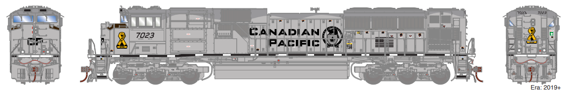 Athearn Genesis G1150 - HO EMD SD70ACU - DCC Ready - Canadian Pacific CP (Two-Tone Gray) #7023