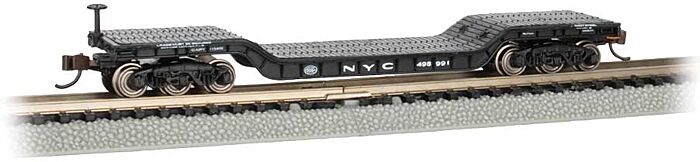 Bachmann Industries 71390 - N Scale 52Ft Depressed-Center Flatcar - Ready to Run Silver Series - New York Central #498991