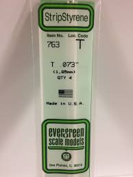 Evergreen Scale Models 763 - Opaque White Polystyrene T Shape .073In x 14In (4 pcs pkg)