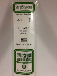 Evergreen Scale Models 769 - Opaque White Polystyrene T Shape .321In x 14In (2 pcs pkg)