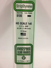 Evergreen Scale Models 8106 - Opaque White Polystyrene HO Scale Strips (1x6) .011In x .066In x 14In (10 pcs pkg)
