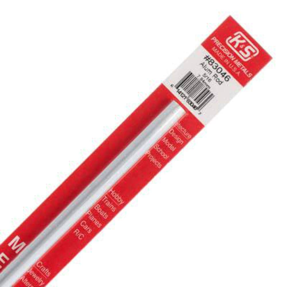 K&S Engineering 83046 All Scale - 12inch Long Round Aluminum Rod - 5/16 inch Diameter