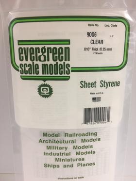 Evergreen Scale Models 9006 - .010in Clear Oriented Polystyrene Sheet (2 Sheets)