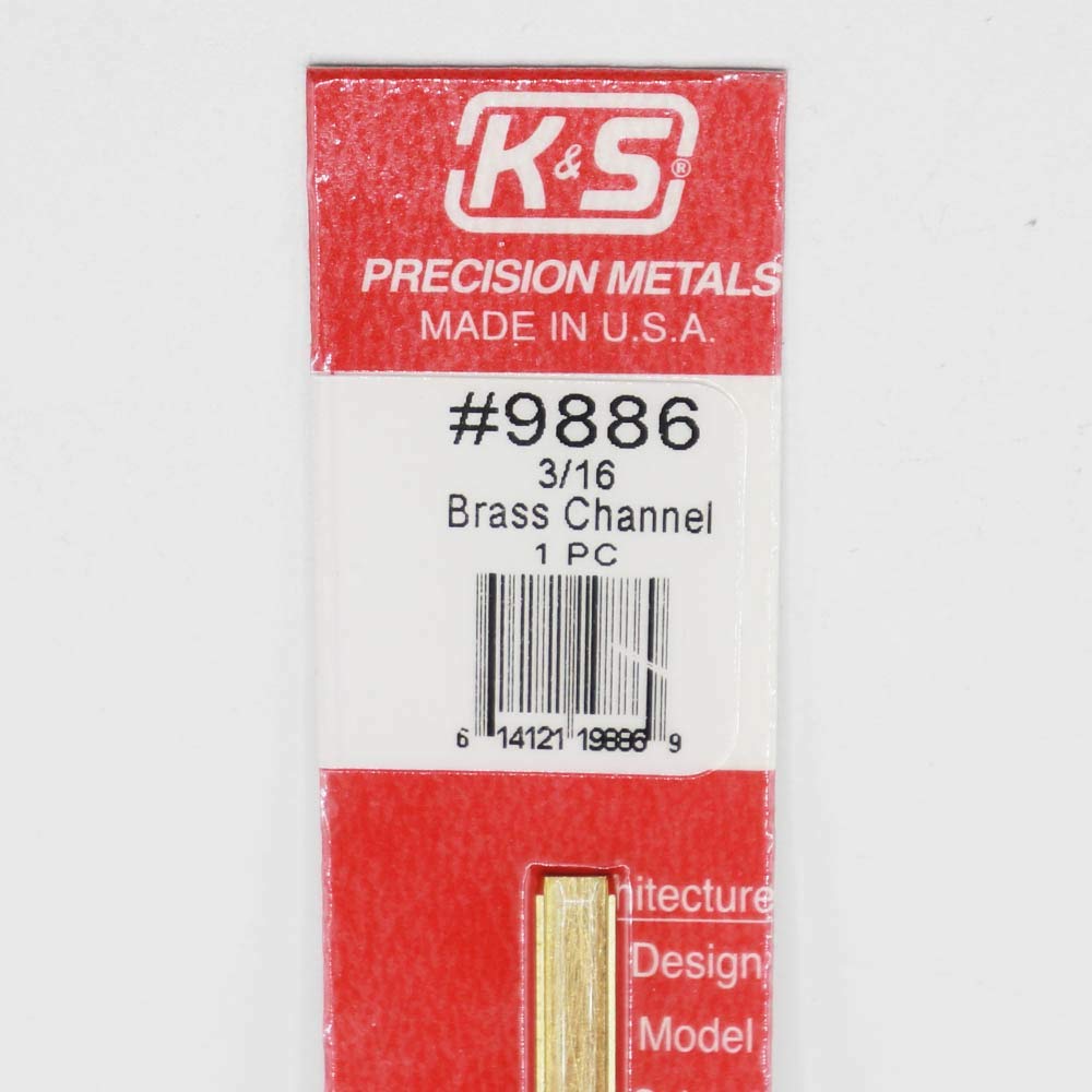 K&S Engineering 9886 All Scale - 12inch Long Brass Channel - 0.014inch Thick x (3/16 x 1/8 inch Leg Lengths)