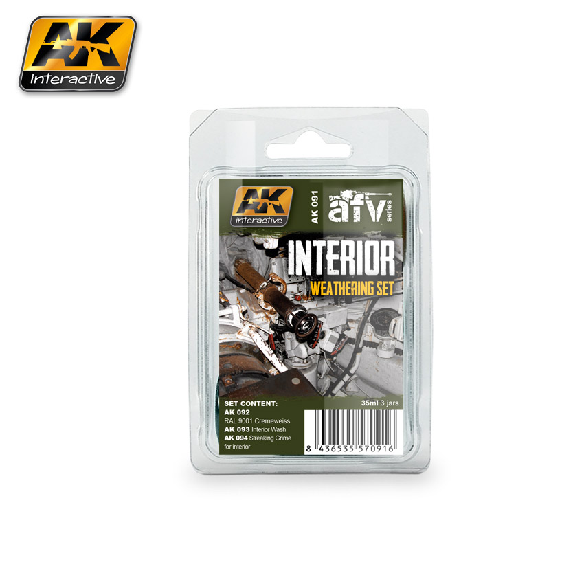 AK Interactive 91 Interior Weathering Set - Enamel & Acrylic Paint Set (92, 93, 94,)