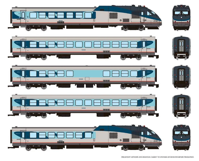 Rapido 525505 - N Scale RTL Turboliner - DCC & Sound - Amtrak (Phase V) Set #5