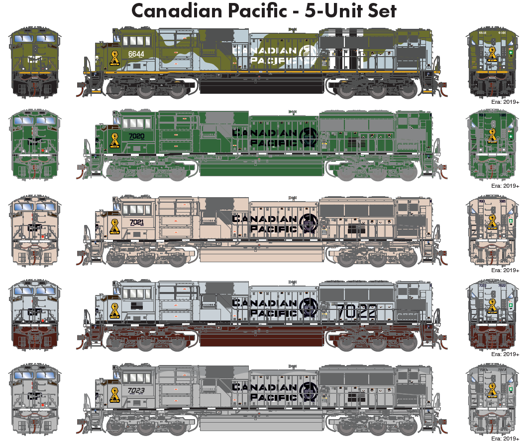 Athearn Genesis G1155 - HO EMD SD70ACU - DCC & Sound - Canadian Pacific CP Military Tribute Set (5pkg)