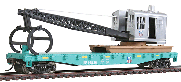 Blue Alaska Railroad 17104 Walthers Trainline Flatcar with Logging Ready to Run Crane 