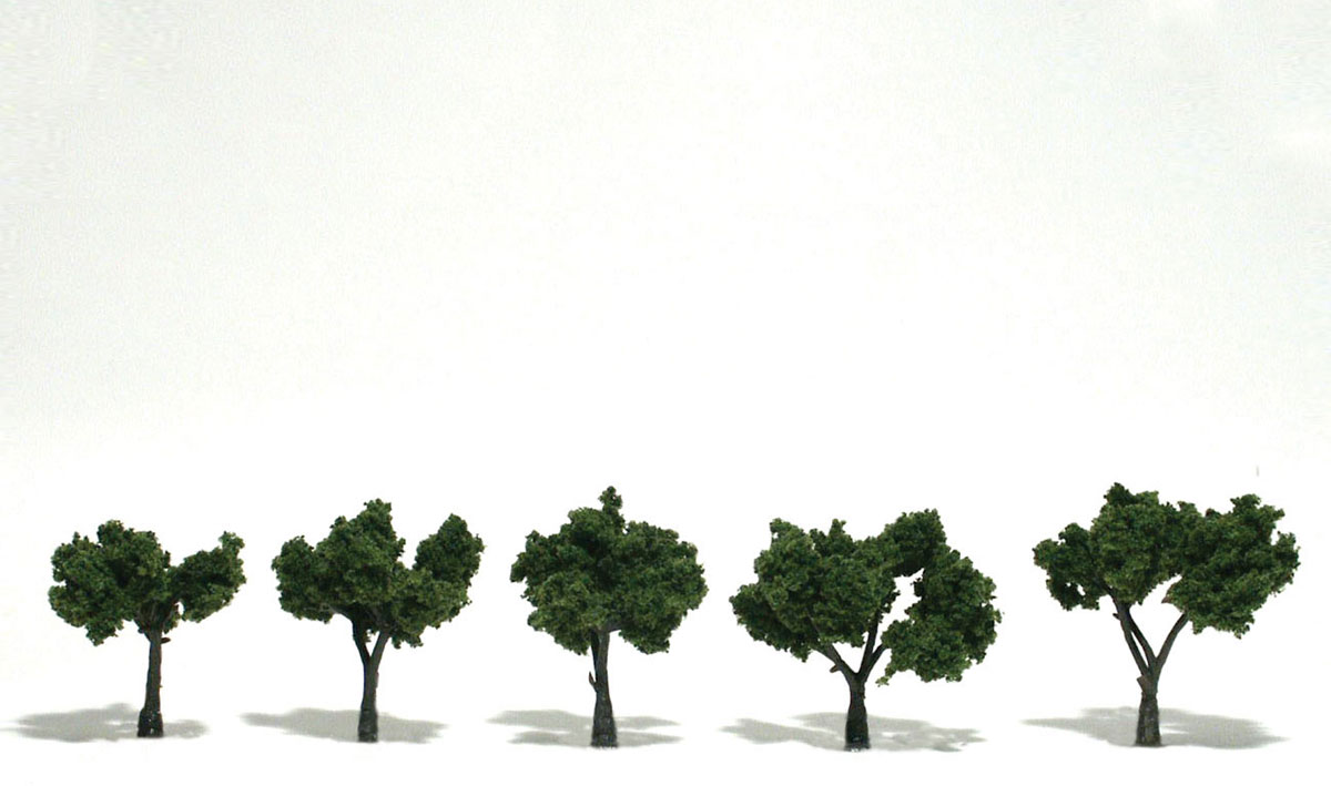 Woodland Scenics 1502 - Ready-Made Trees - 1-1/4 - 2 Inches - Medium Green (5pk)