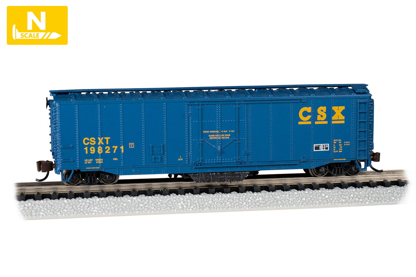 Bachmann 16370 - N Scale 50ft Plug-Door Track-Cleaning Boxcar - CSX #198271