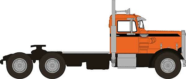 Brekina 85755 - HO 1955 Peterbilt 281 Semi Tractor - Assembled - Orange, Black