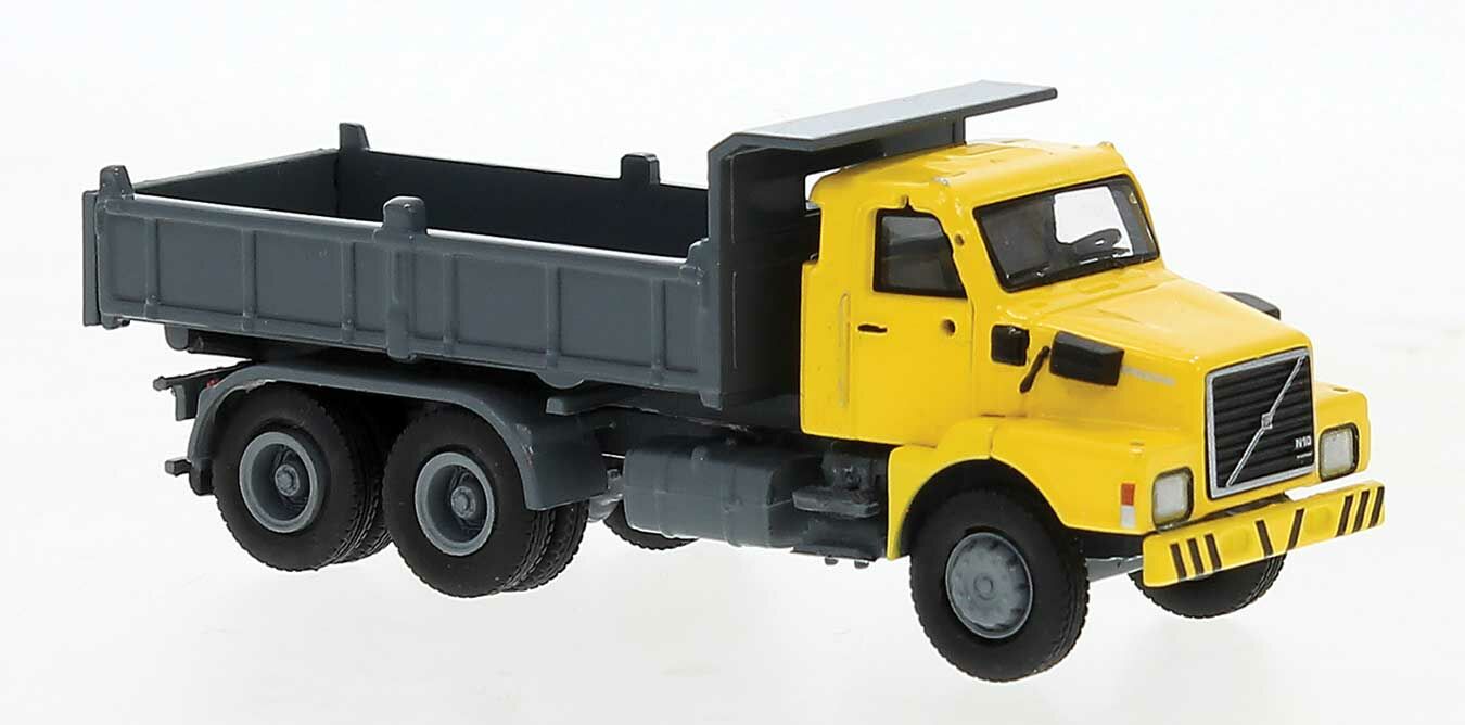 Brekina 85654 - HO 1980 Volvo N 10 Dump Truck - Assembled - Yellow, Gray