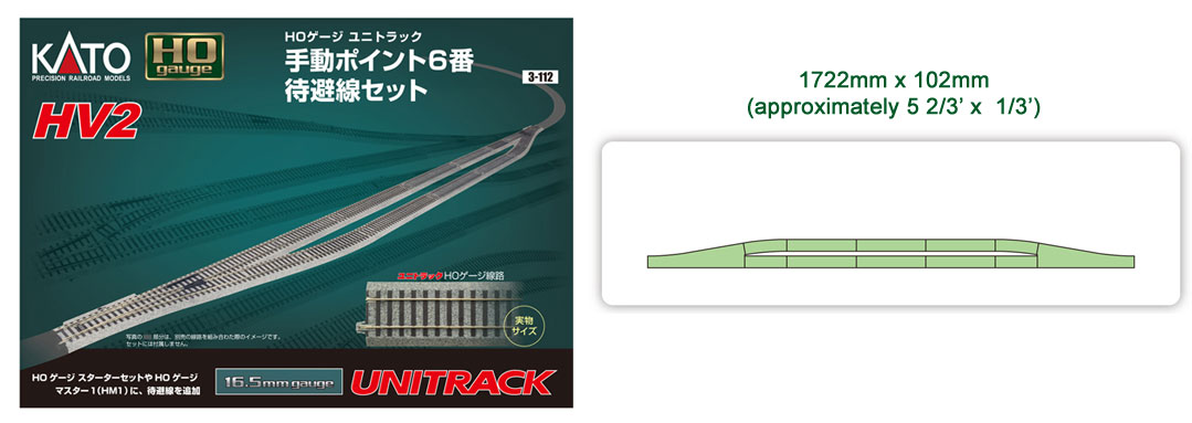 Kato Unitrack 3112 -  HO HV2 Passing Siding Track Set With #6 Manual Turnout