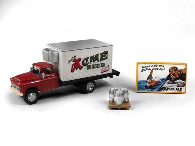 Classic Metal Works 40014 - HO 1955 Chevy Beer Truck w/Kegs, Skid, & Sign - Acme Beer