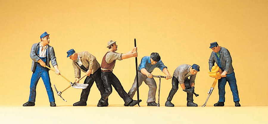 Preiser 10418 - HO Track Workers w/Tools (6)