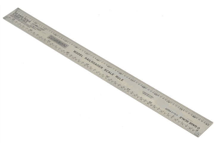Mascot Precision Tools - 12 Inch Stainless Steel Railroad Scale Ruler for HO, N, O, and S Scales