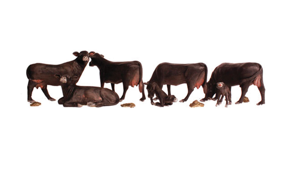 Woodland Scenics 2217 - N Scenic Accent Figures - Black Angus Cows (11pcs)