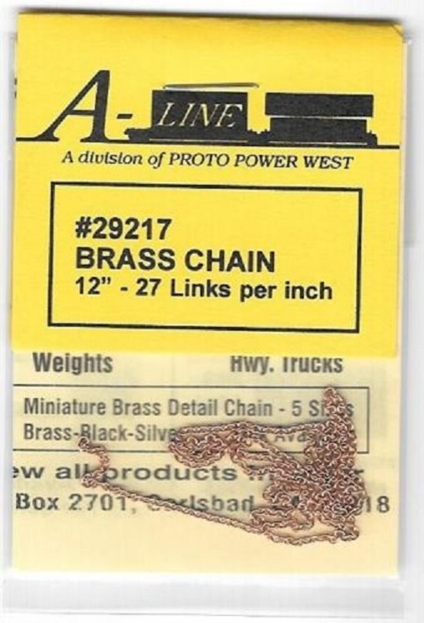 A-Line 29217 - HO Brass Chain - 12 Inches - 27 Links Per Inch