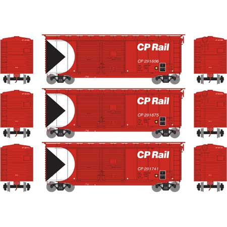 Athearn RTR 16049 - HO 40ft Double-Door Box - CPR (3pk)