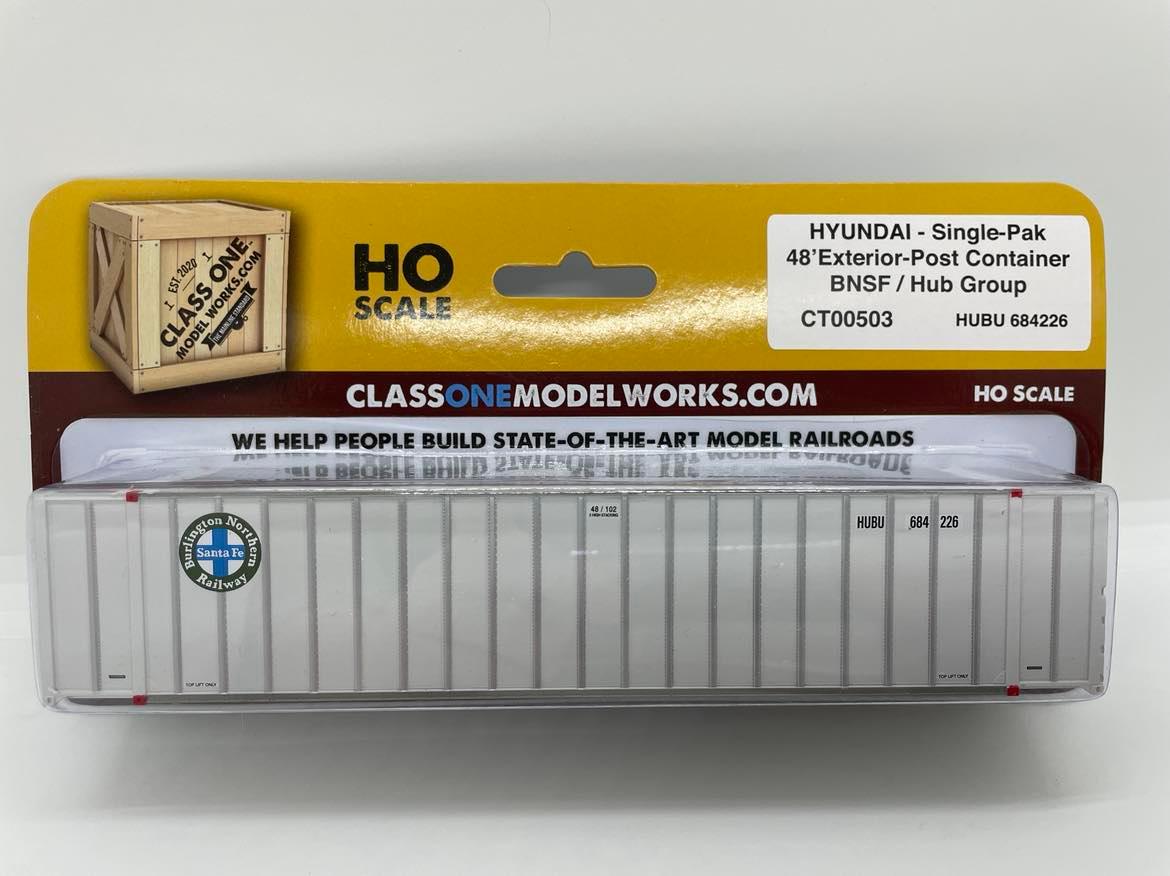 Class One Model Works CT00501 - HO Hyundai 48ft Exterior Post - BNSF/HUB Group #283301