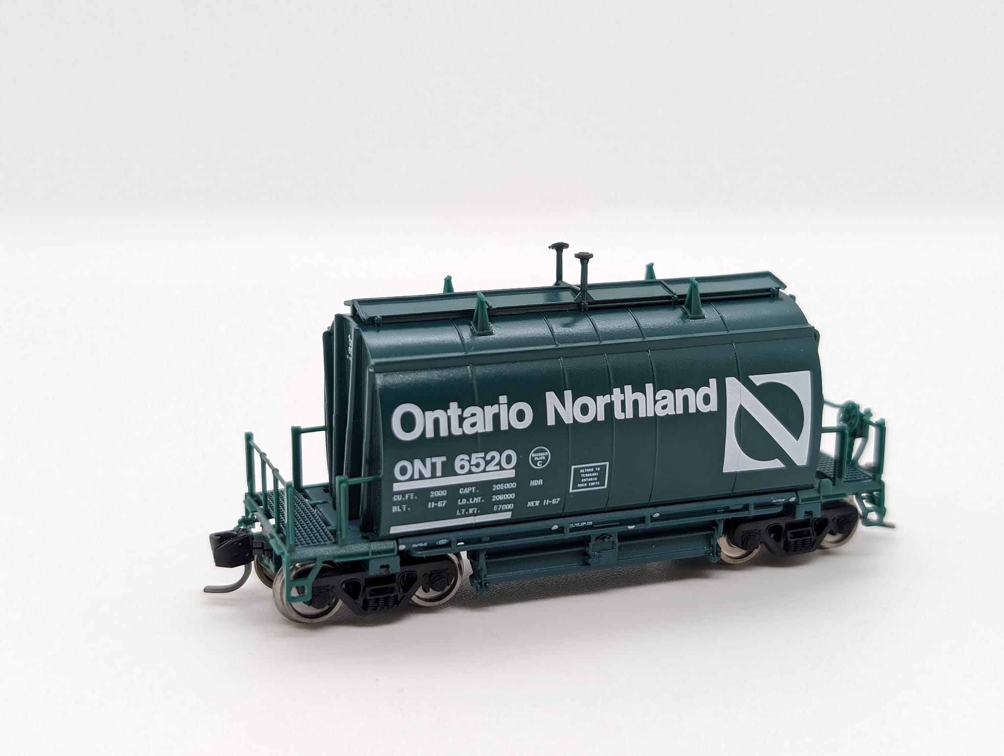 Rapido 543006-6 - N Scale Short Barrel Ore Hopper - Ontario Northland: Progressive Green #6520