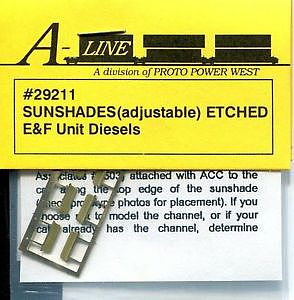 A-Line 29211 - HO Etched Brass Cab Sunshades - E & F Unit Diesels (6pk)
