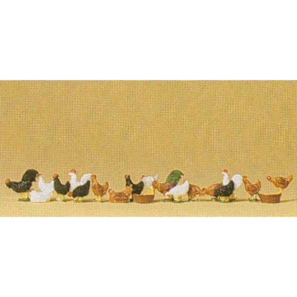 Preiser 14168 - HO Chickens (18pcs)